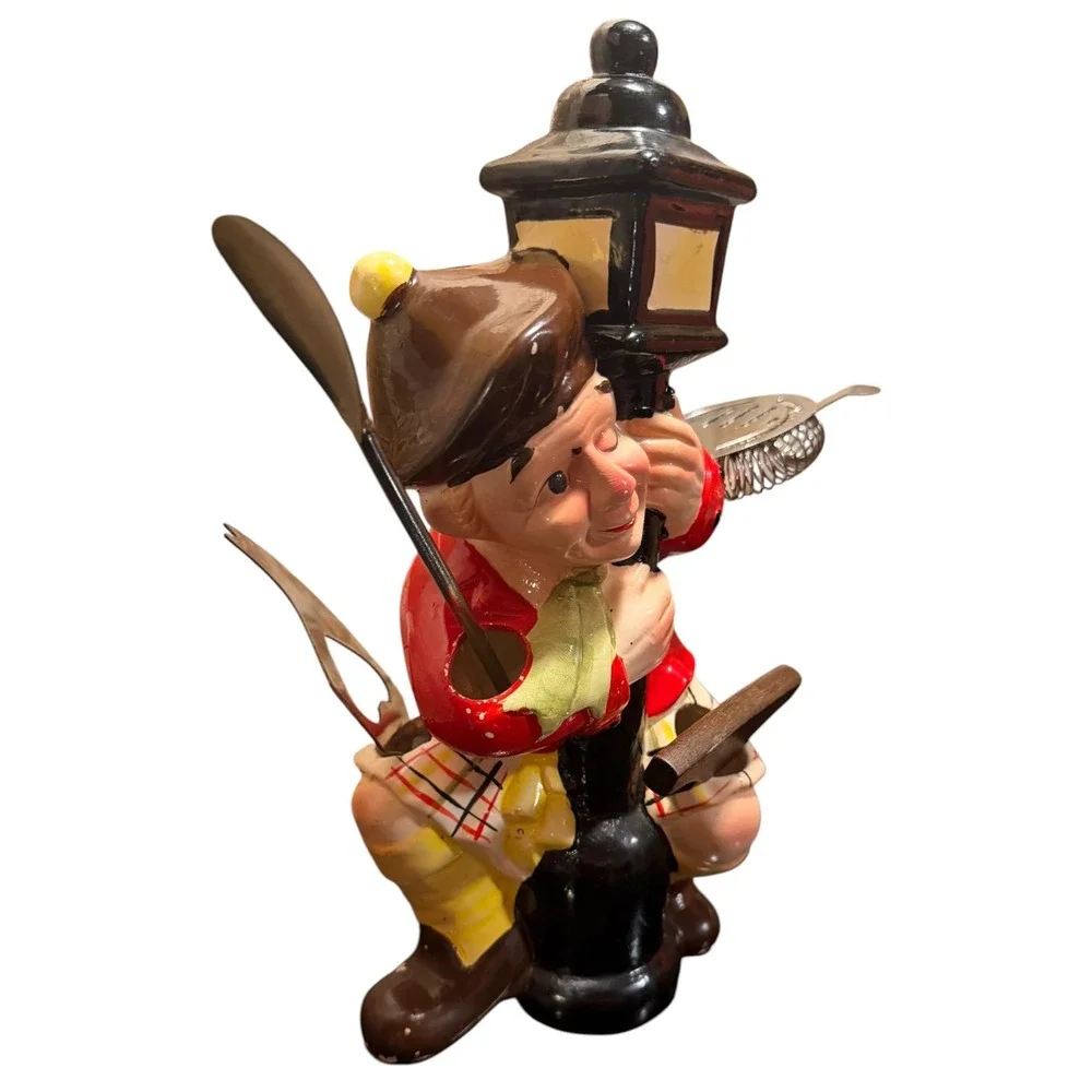Vintage Kitsch Barware Figurine Cocktail Pick Holder Lamp MCM Retro Whimsical